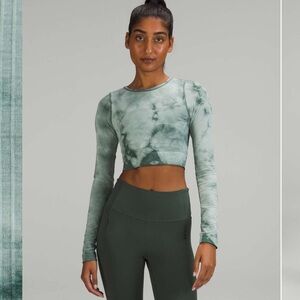 Lululemon Ebb to Street Long Sleeve Shirt Marble Dye Tidewater Teal Size 2